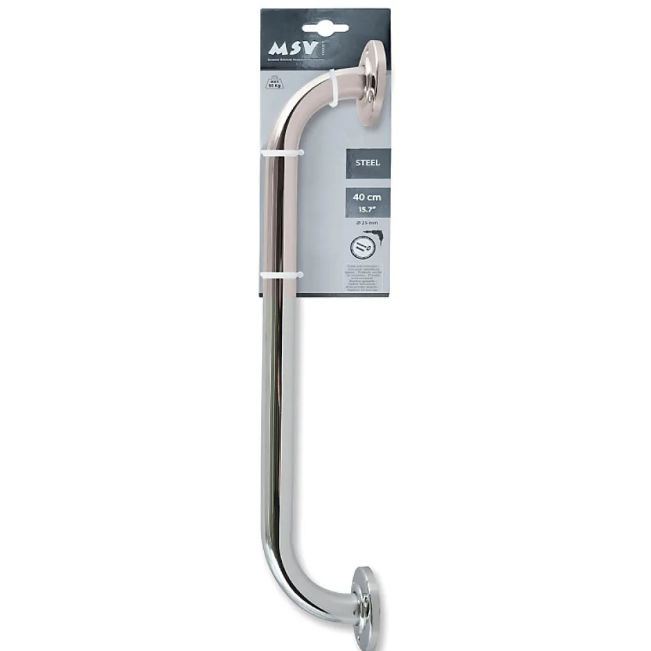 MSV Barre de redressement ou d'appui Acier 40cm Chromé* Barre D'Appui