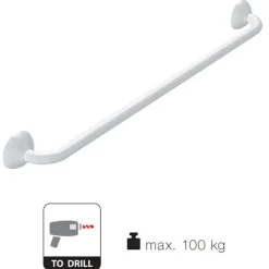 Spirella Barre de redressement ou d'appui ECO Acier Inox 30cm Blanc