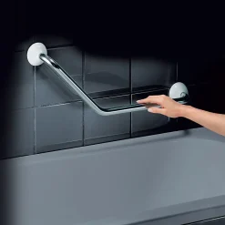 Spirella Barre de redressement ou d'appui coudée ECO Acier Inox 71cm Chrome