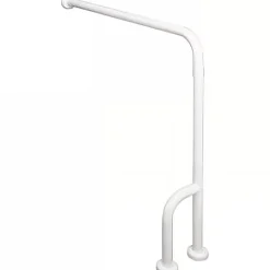 Sanindusa Barre de relèvement et appui WC 2 fixations au sol 1 fixation murale PMR normes handicapé NewWCCare blanche