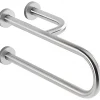 Sanindusa Barre de relèvement et appui en U avec renfort latéral à droite PMR normes handicapé NewWCCare 60 inox brossé* Barre D'Appui