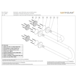 Sanindusa Barre de relèvement et appui en U avec renfort latéral à droite PMR normes handicapé NewWCCare 60 inox brossé* Barre D'Appui