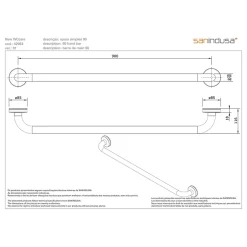 Sanindusa Barre de relèvement et appui PMR normes handicapé NewWCCare 90 inox brossé* Barre D'Appui