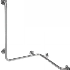 Sanindusa Barre de relèvement et appui en angle horizontal et vertical PMR normes handicapé NewWCCare inox brossé