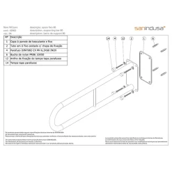 Sanindusa Barre de relèvement et appui WC murale en U PMR normes handicapé NewWCCare inox brossé* Barre D'Appui