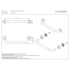Sanindusa Barre de relèvement et appui murale PMR normes handicapé WcCare 45 blanc
