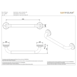 Sanindusa Barre de relèvement et appui PMR normes handicapé NewWCCare 45 inox brossé* Barre D'Appui