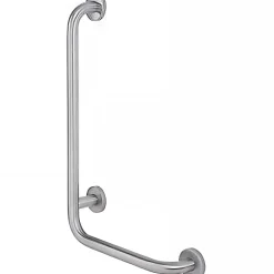 Sanindusa Barre de relèvement et appui en angle à gauche coudée à 90 PMR normes handicapé NewWCCare inox brossé