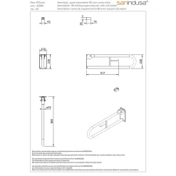 Sanindusa Barre de relèvement et appui WC murale en U rabattable avec porte papier PMR normes handicapé NewWCCare 80 inox brossé* Barre D'Appui