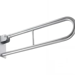 Sanindusa Barre de relèvement et appui WC murale en U rabattable PMR normes handicapé NewWCCare 80 inox brossé