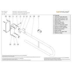 Sanindusa Barre de relèvement et appui WC murale en U rabattable PMR normes handicapé NewWCCare 80 inox brossé