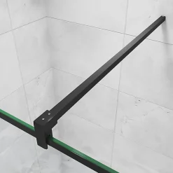 AICA Sanitaire Barre de stabilisation douche 90 cm alu noir - Verre 6-10 mm