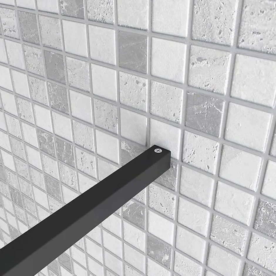 AICA Sanitaire Barre de stabilisation douche 90 cm alu noir - Verre 6-10 mm