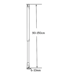 AICA Sanitaire Barre de stabilisation et fixation plafond pour paroi de douche - L 90-150cm - alu chrome - pour des verres de 6-10 mm
