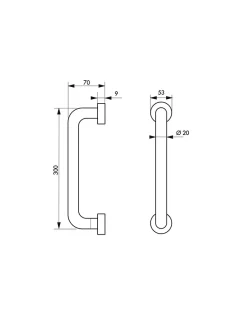 Thirard Barre droite de maintien, inox 304, longueur 300mm, diamètre 19mm, finition inox brossé -* Barre D'Appui