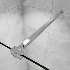 AICA Sanitaire Barre stabilisatrice 90 cm alu chrome - Verre 6-10 mm avec pince renforcée* Pommeau De Douche, Flexible Et Barre De Douche