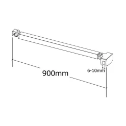 AICA Sanitaire Barre stabilisatrice 90 cm alu chrome - Verre 6-10 mm avec pince renforcée* Pommeau De Douche, Flexible Et Barre De Douche