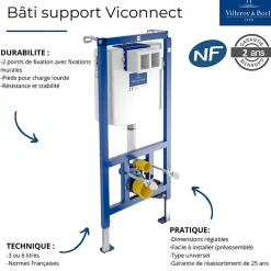 Villeroy & Boch Bati support wc VILLEROY ET BOCH Viconnect avec plaque chromée* Wc Suspendu
