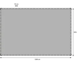 ECD Germany Bâche de couverture étanche protection en PE avec oeillets 8x12 m 180 g/m² gris