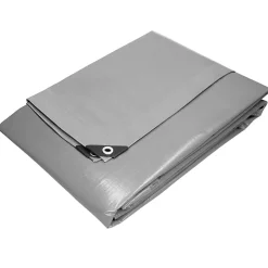 ECD Germany Bâche de couverture étanche protection en PE avec oeillets 3 x 4 m 180 g/m² gris