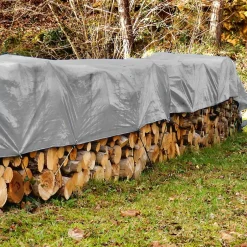 ECD Germany Bâche de couverture étanche protection en PE avec oeillets 1,5x12m 260 g/m² gris
