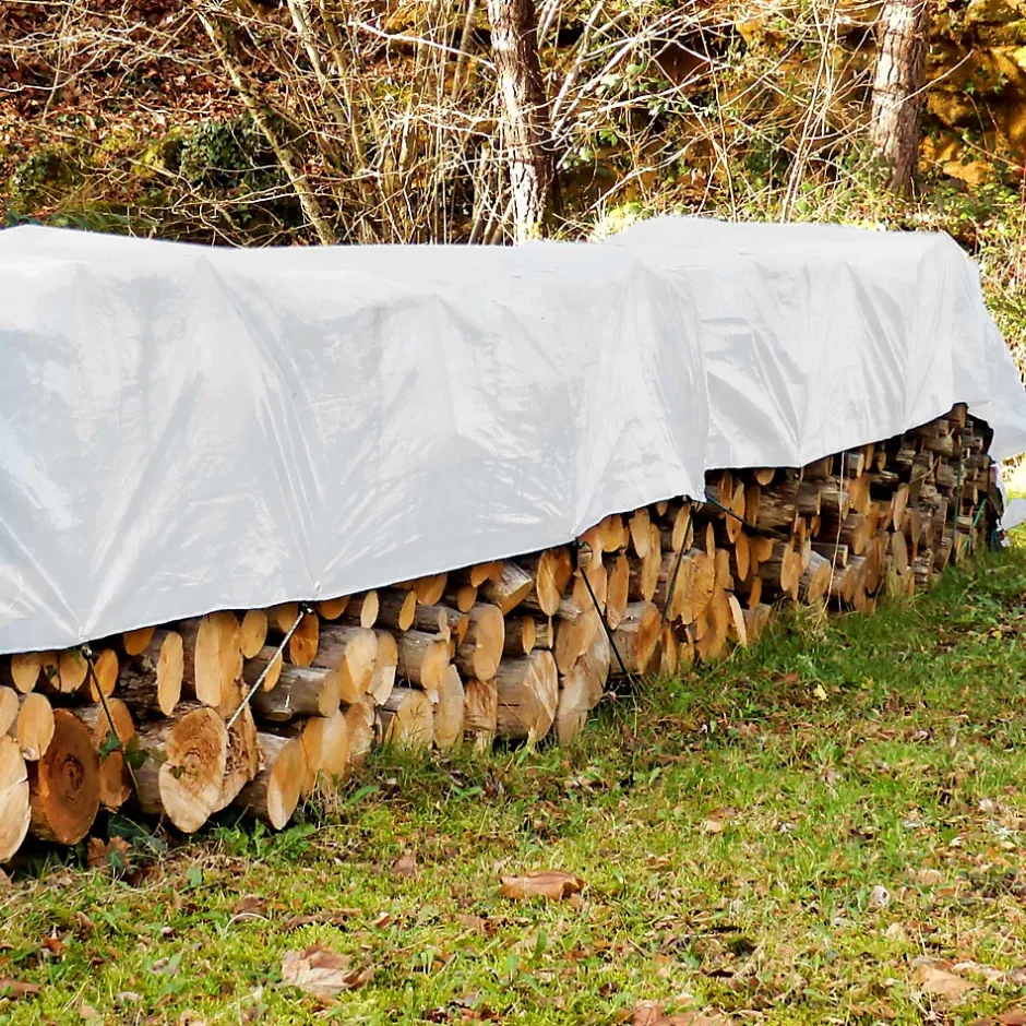 ECD Germany Bâche de couverture étanche protection en PE avec oeillets 1,5x6m 180 g/m² blanc