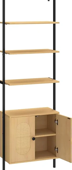 Giantex Bibliotheque avec 4 Niveaux d'Étagères Ouvertes en Bois,avec Cadre Métallique et Armoire 2 Niveaux, pour Salon, Chambre, Cuisine* Etagère Salle De Bains