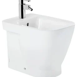 Sanindusa Bidet céramique traditionnelle Look a poser au sol blanc (robinet et vidage non inclus)