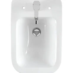 Sanindusa Bidet céramique traditionnelle Look avec trous pour abattant blanc (abattant, robinet et vidage non inclus)