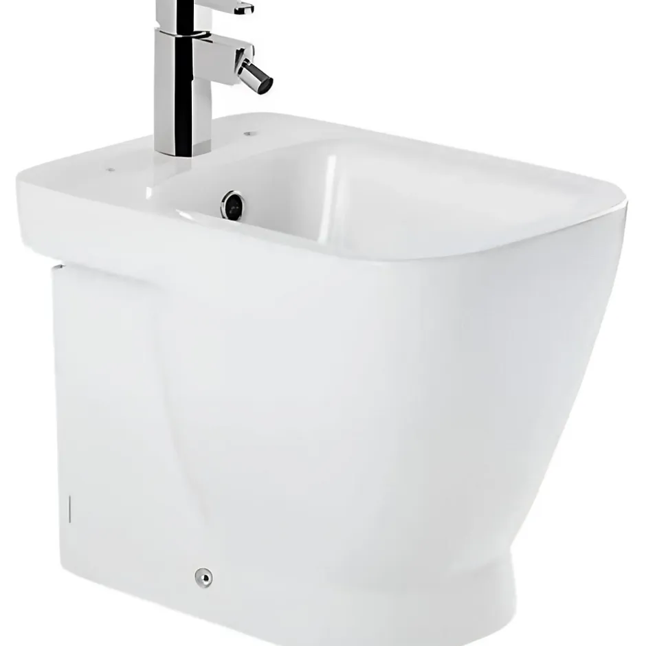 Sanindusa Bidet céramique traditionnelle Look avec trous pour abattant blanc (abattant, robinet et vidage non inclus)