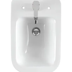 Sanindusa Bidet céramique traditionnelle Look avec trous pour abattant blanc (abattant, robinet et vidage non inclus)