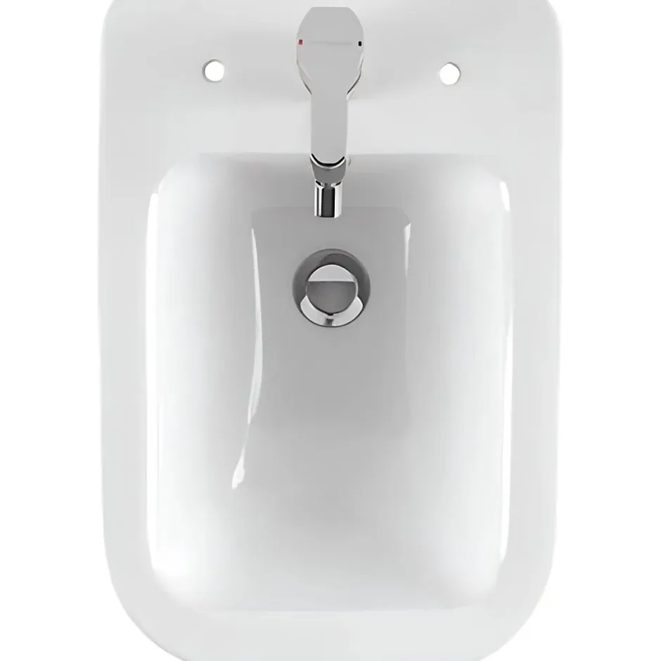 Sanindusa Bidet céramique traditionnelle Look avec trous pour abattant blanc (abattant, robinet et vidage non inclus)