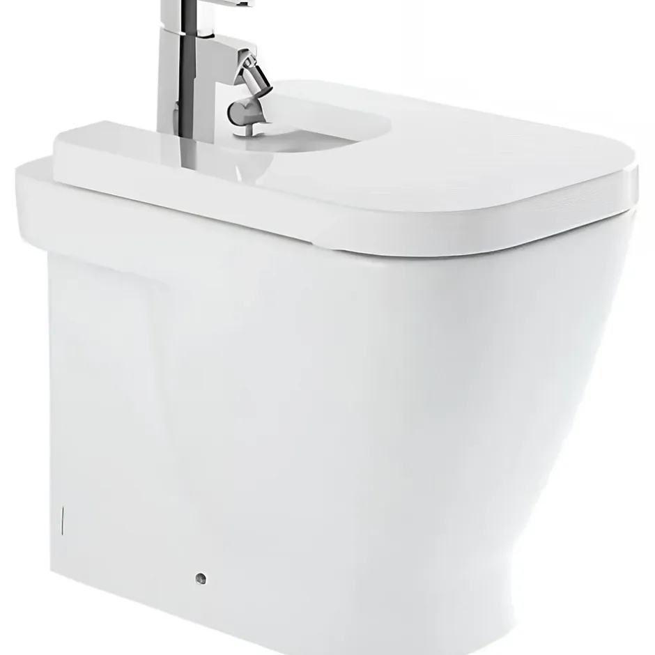 Sanindusa Bidet céramique traditionnelle Look avec trous pour abattant blanc (abattant, robinet et vidage non inclus)