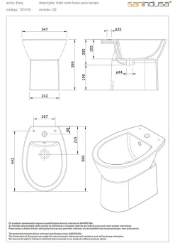 Sanindusa Bidet Easy céramique traditionnelle pose au sol avec trous pour abattant blanc* Bidet