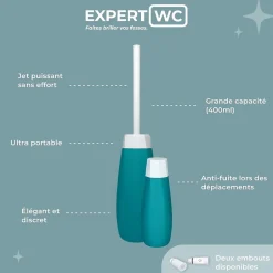 Expert Bidet Portable pour Toilette Intime avec deux embouts ajustables - Marque Française - 400 ml - Douchette de Voyage - WC* Bidet
