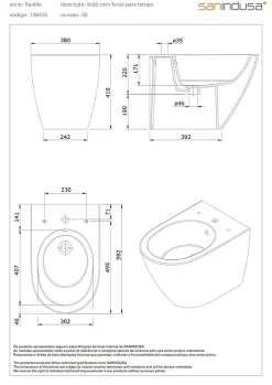 Sanindusa Bidet Sanlife céramique traditionnelle avec trous pour abattant (non inclus) blanc* Bidet
