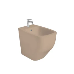 Kiamami Valentina Bidet Sur Pied En Céramique De Couleur Sable Mat Avec Installation Au Ras Du Sol