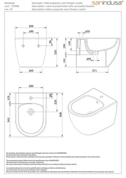 Sanindusa Bidet suspendu céramique traditionnelle Sanibold 50 fixation cachée couleur noir mat* Bidet