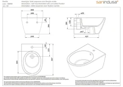 Sanindusa Bidet suspendu céramique traditionnelle 56 Sanlife blanc* Bidet