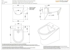 Sanindusa Bidet UrbY Compact gain de place céramique pose au sol avec trous abattant (abattant non compris) blanc* Bidet