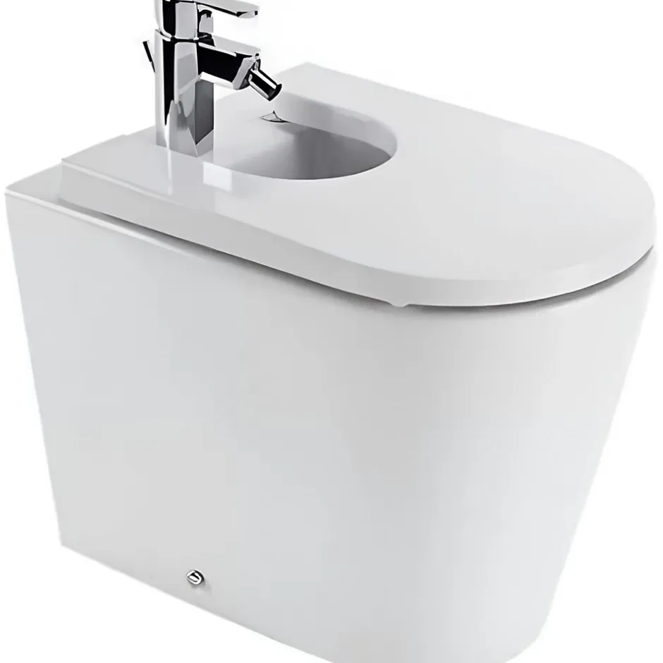 Sanindusa Bidet UrbY Plus céramique traditionnelle pose au sol avec trous abattant (abattant non compris) blanc* Bidet