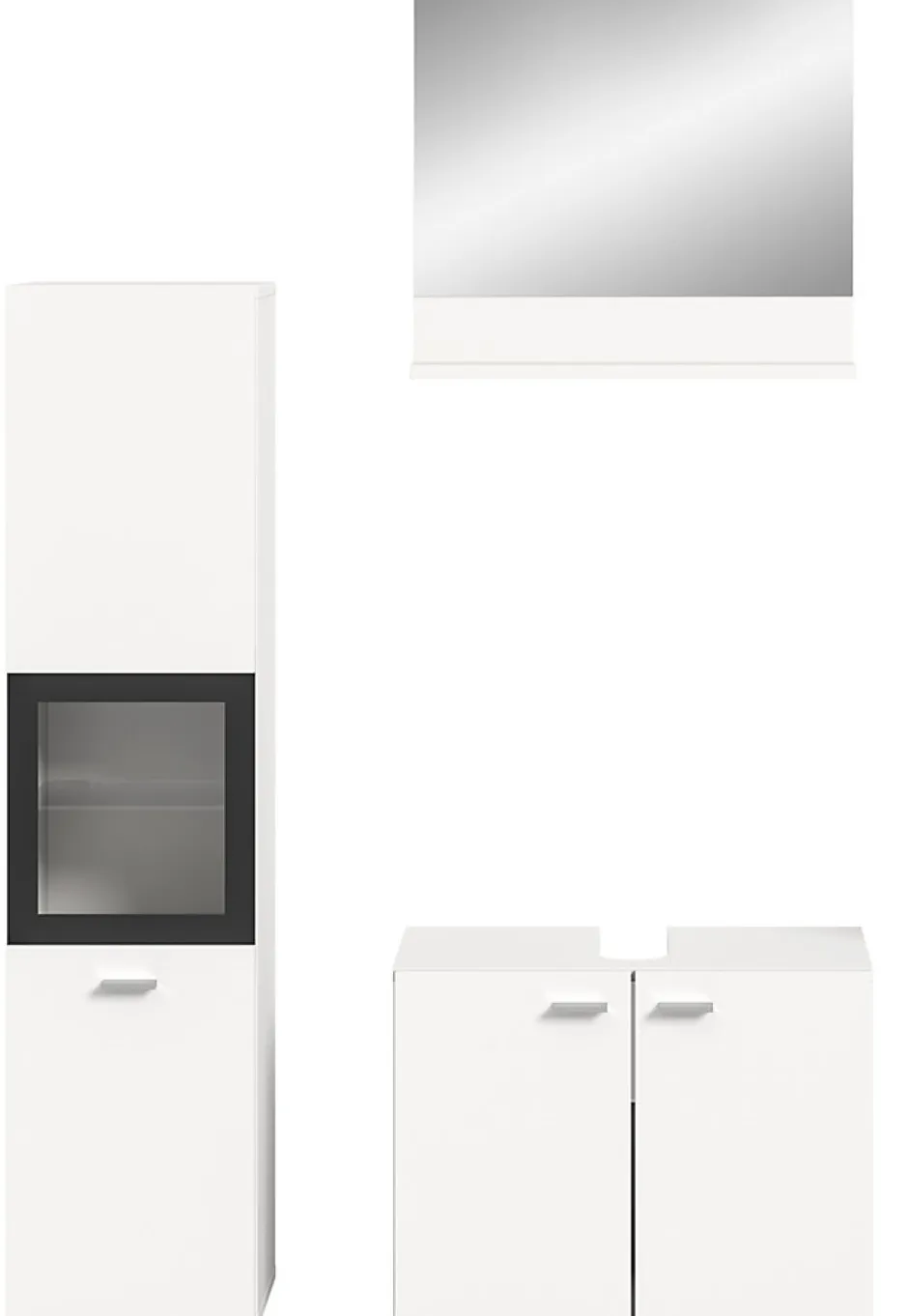 Xonox Boston - Ensemble de 3 meubles de salle de bains (L/H/P : 102x186x33 cm) en mélaminé blanc, vasque non incluse* Meuble Sous Lavabo