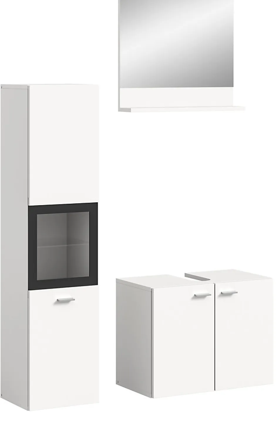 Xonox Boston - Ensemble de 3 meubles de salle de bains (L/H/P : 102x186x33 cm) en mélaminé blanc, vasque non incluse* Meuble Sous Lavabo