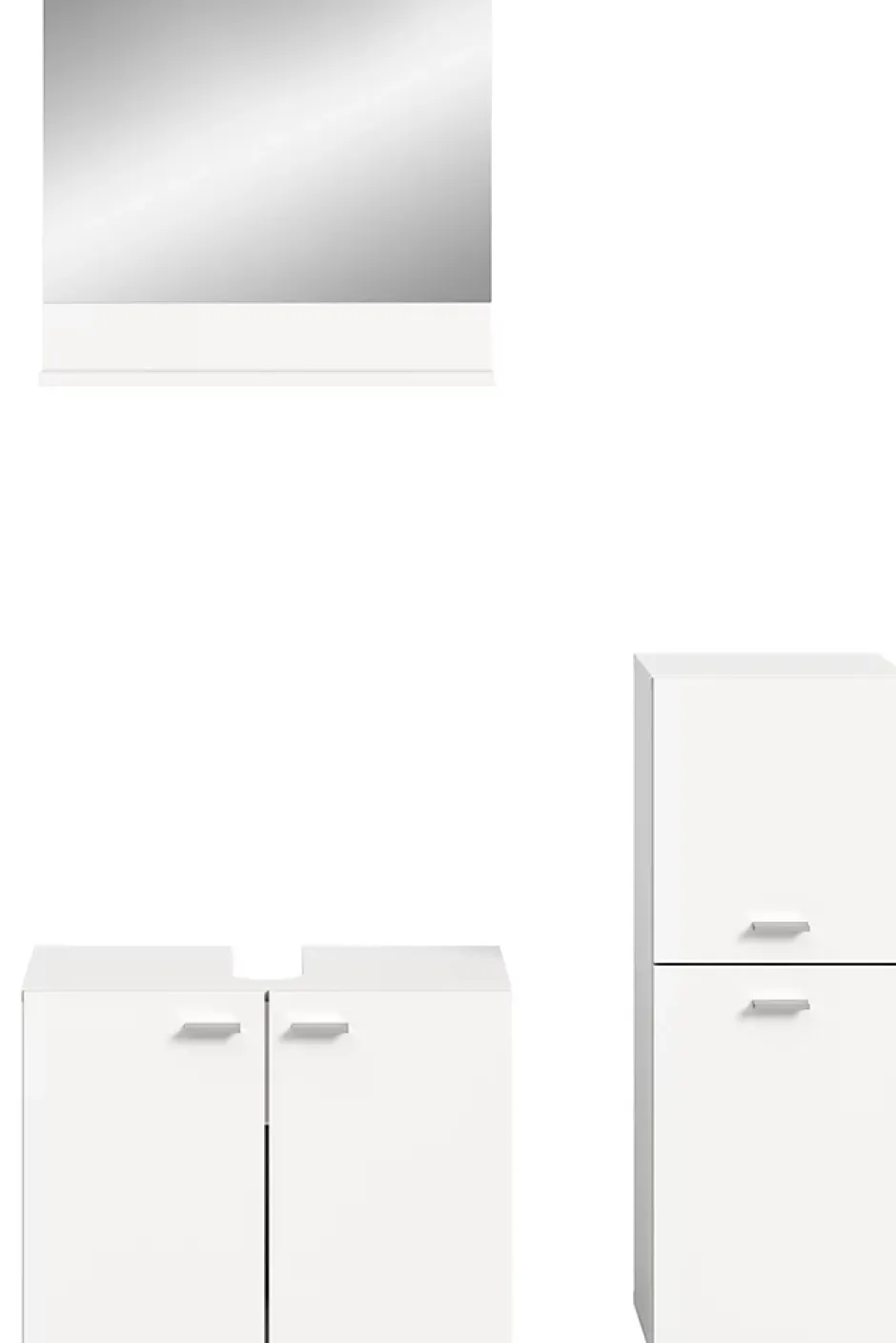 Xonox Boston - Ensemble de 3 meubles de salle de bains (L/H/P : 102x186x33 cm) en mélaminé blanc, vasque non incluse