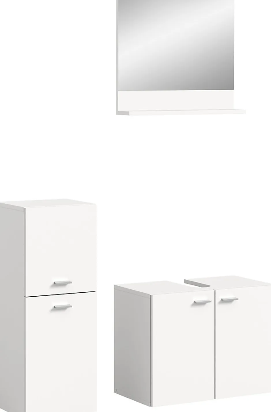 Xonox Boston - Ensemble de 3 meubles de salle de bains (L/H/P : 102x186x33 cm) en mélaminé blanc, vasque non incluse