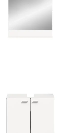 Xonox Boston - Meuble sous lavabo et miroir (L/H/P : 57x44x33 cm) en mélaminé blanc, vasque non incluse