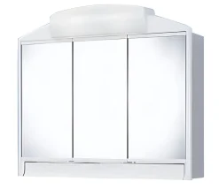 Bathstage B-RANDO Armoire de toilette avec miroir 59X51X16 cm , lumineux, avec prise et tiroir, en plastique finition blanche -