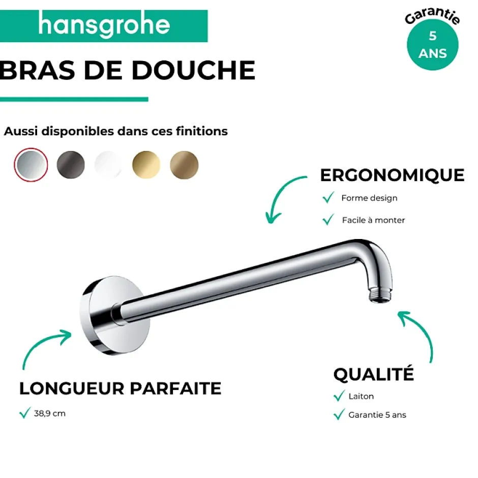 Hansgrohe Bras de douche M 38,9 cm Chromé