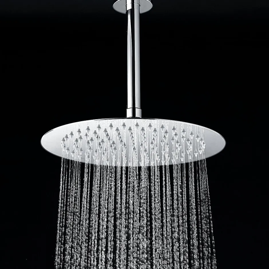 Kibath Bras de douche rond de 20 cm, montage au plafond, finition chromée, en laiton