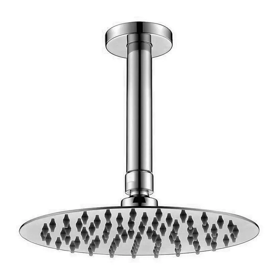 Kibath Bras de douche rond de 20 cm, montage au plafond, finition chromée, en laiton